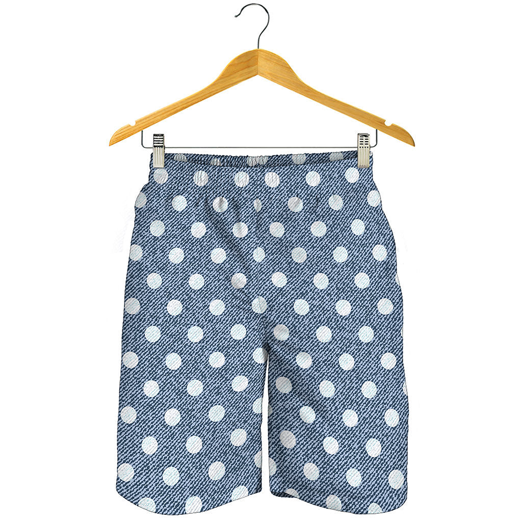 Polka Dot Denim Jeans Pattern Print Men's Shorts