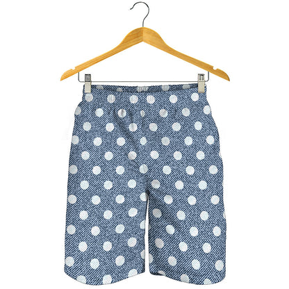 Polka Dot Denim Jeans Pattern Print Men's Shorts
