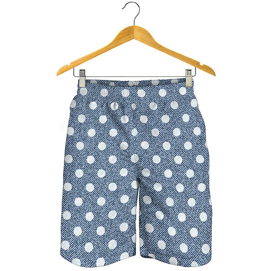 Polka Dot Denim Jeans Pattern Print Men's Shorts