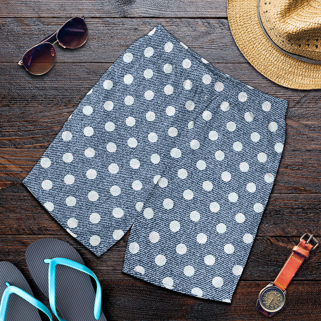Polka Dot Denim Jeans Pattern Print Men's Shorts