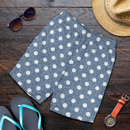 Polka Dot Denim Jeans Pattern Print Men's Shorts