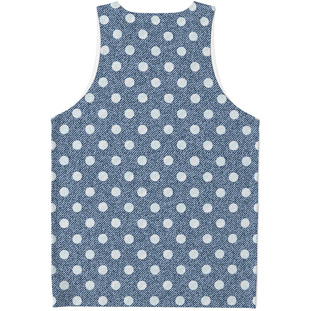 Polka Dot Denim Jeans Pattern Print Men's Tank Top
