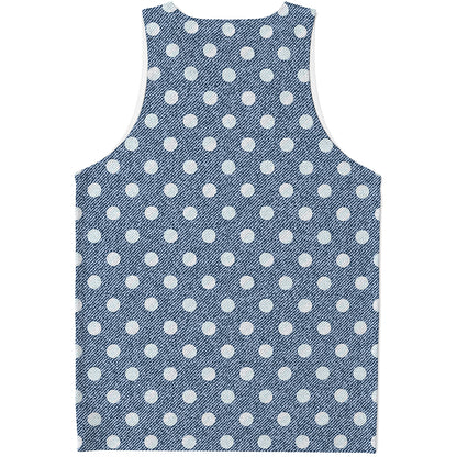 Polka Dot Denim Jeans Pattern Print Men's Tank Top