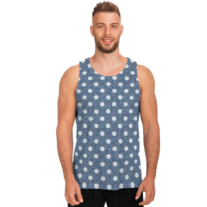 Polka Dot Denim Jeans Pattern Print Men's Tank Top