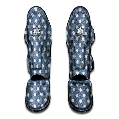 Polka Dot Denim Jeans Pattern Print Muay Thai Shin Guard