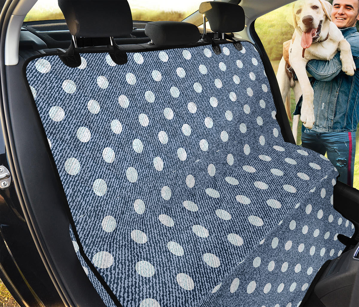 Polka Dot Denim Jeans Pattern Print Pet Car Back Seat Cover
