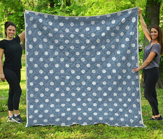 Polka Dot Denim Jeans Pattern Print Quilt