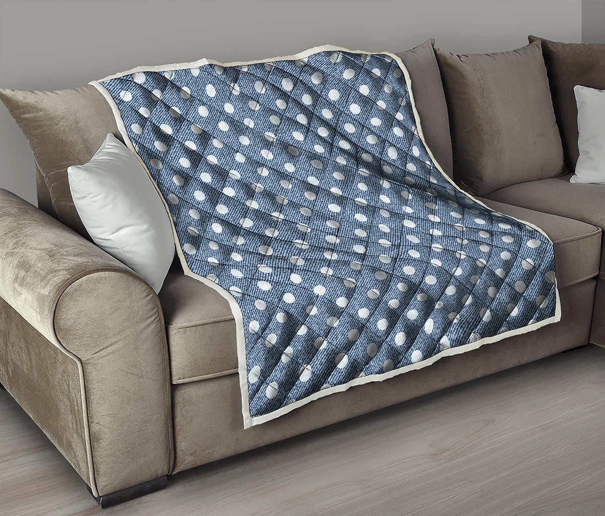 Polka Dot Denim Jeans Pattern Print Quilt