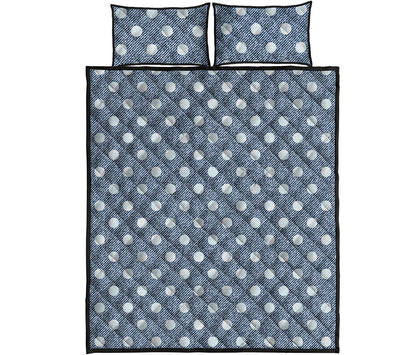 Polka Dot Denim Jeans Pattern Print Quilt Bed Set
