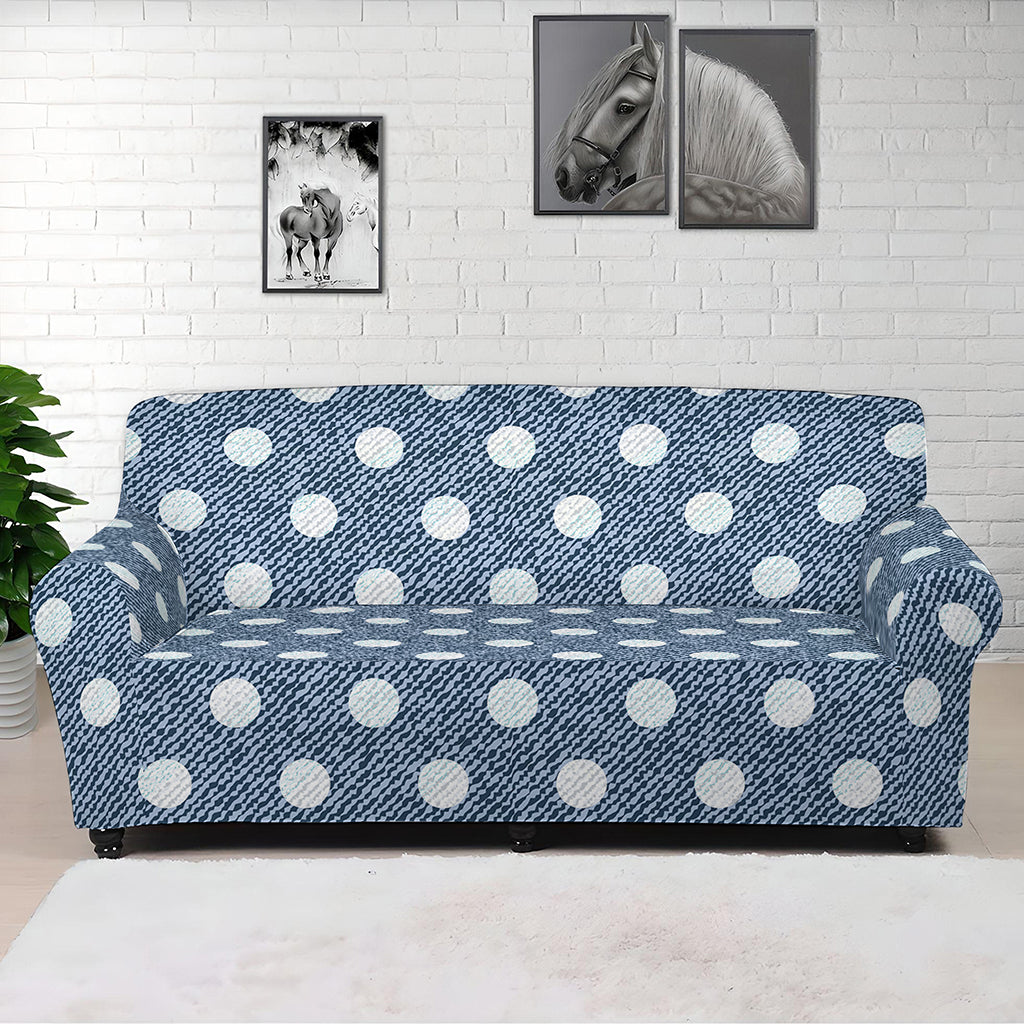Polka Dot Denim Jeans Pattern Print Sofa Cover