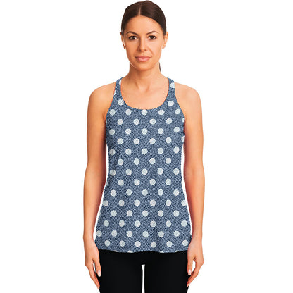 Polka Dot Denim Jeans Pattern Print Women's Racerback Tank Top