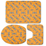 Polka Dot Dragonfly Pattern Print 3 Piece Bath Mat Set