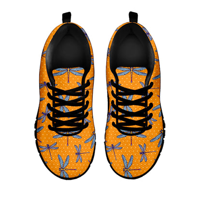Polka Dot Dragonfly Pattern Print Black Sneakers