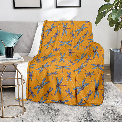Polka Dot Dragonfly Pattern Print Blanket