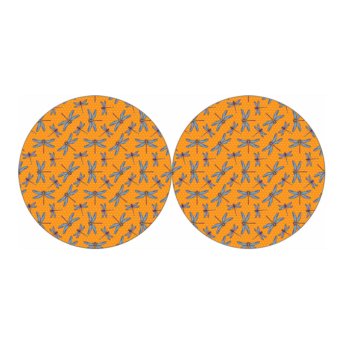 Polka Dot Dragonfly Pattern Print Car Coasters
