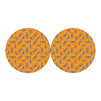Polka Dot Dragonfly Pattern Print Car Coasters