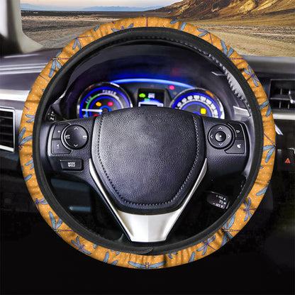 Polka Dot Dragonfly Pattern Print Car Steering Wheel Cover