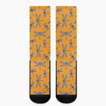 Polka Dot Dragonfly Pattern Print Crew Socks