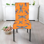 Polka Dot Dragonfly Pattern Print Dining Chair Slipcover