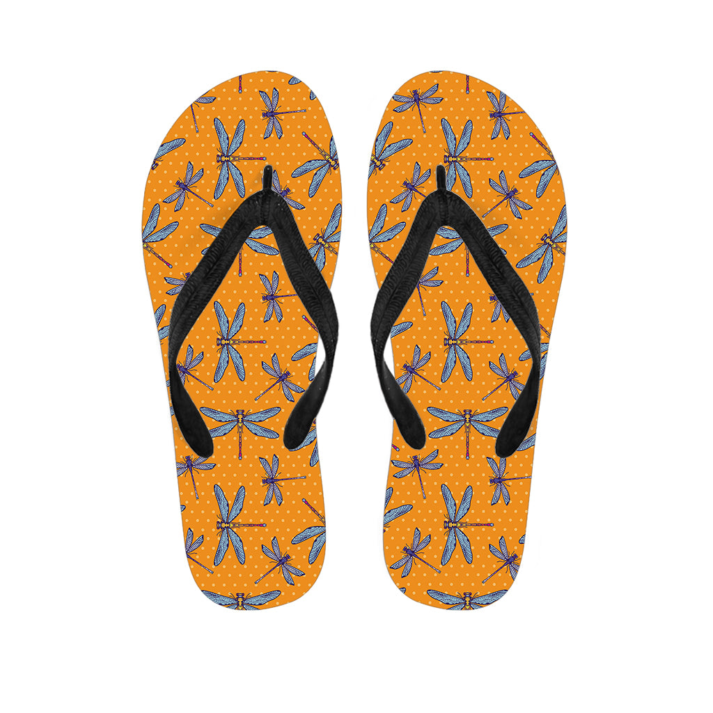 Polka Dot Dragonfly Pattern Print Flip Flops
