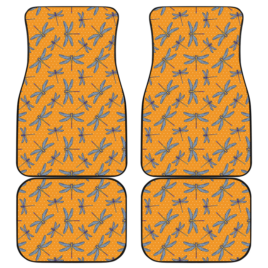 Polka Dot Dragonfly Pattern Print Front and Back Car Floor Mats