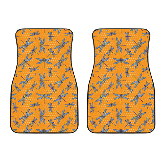 Polka Dot Dragonfly Pattern Print Front Car Floor Mats
