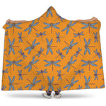 Polka Dot Dragonfly Pattern Print Hooded Blanket