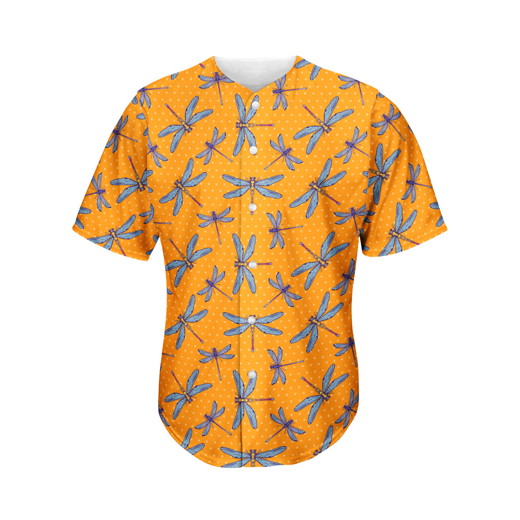 Polka Dot Dragonfly Pattern Print Men's Baseball Jersey