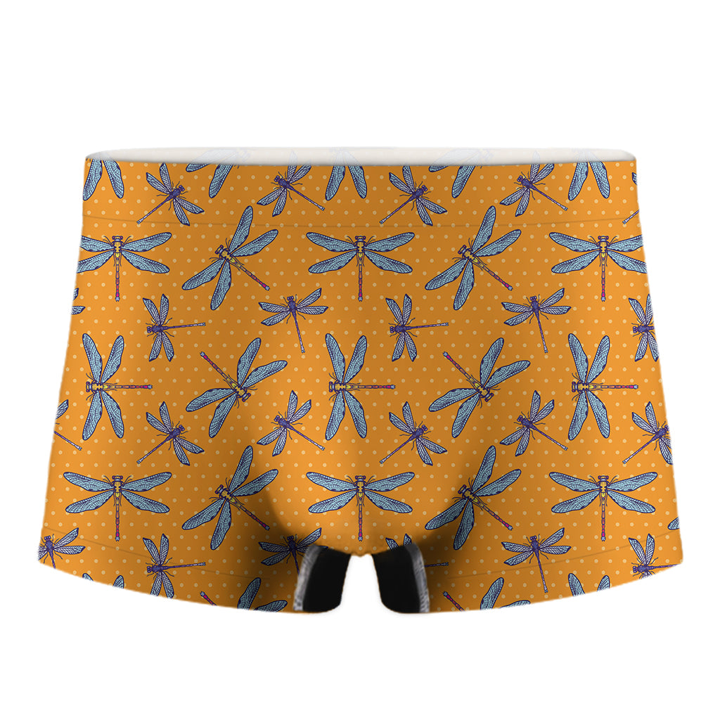 Polka Dot Dragonfly Pattern Print Men's Boxer Briefs