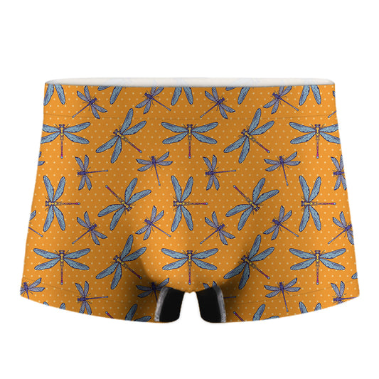 Polka Dot Dragonfly Pattern Print Men's Boxer Briefs
