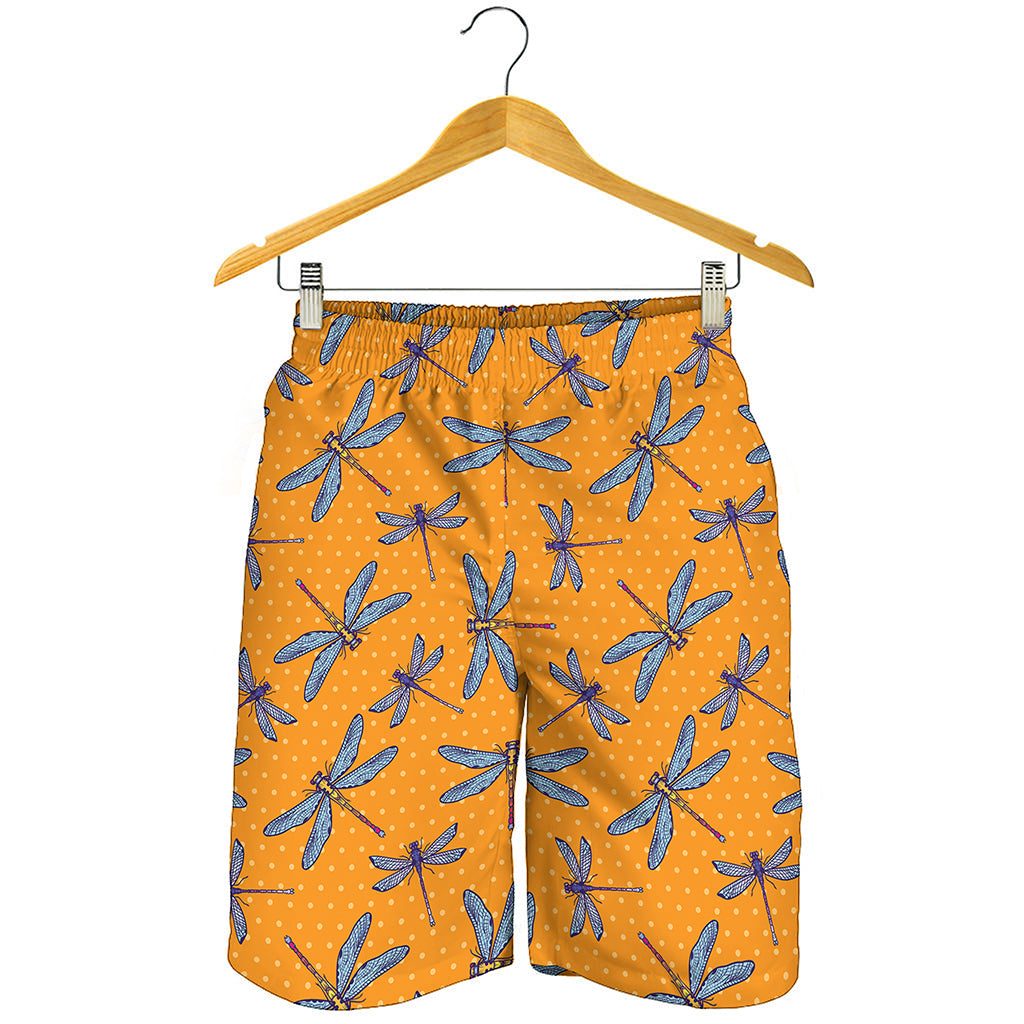 Polka Dot Dragonfly Pattern Print Men's Shorts
