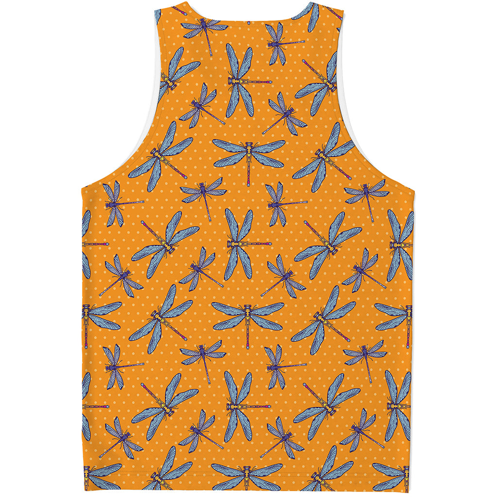 Polka Dot Dragonfly Pattern Print Men's Tank Top