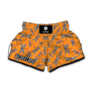 Polka Dot Dragonfly Pattern Print Muay Thai Boxing Shorts