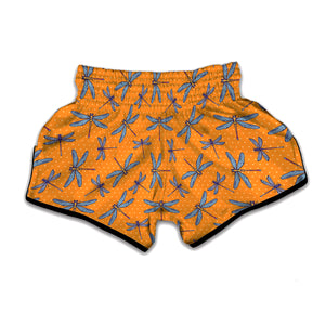 Polka Dot Dragonfly Pattern Print Muay Thai Boxing Shorts