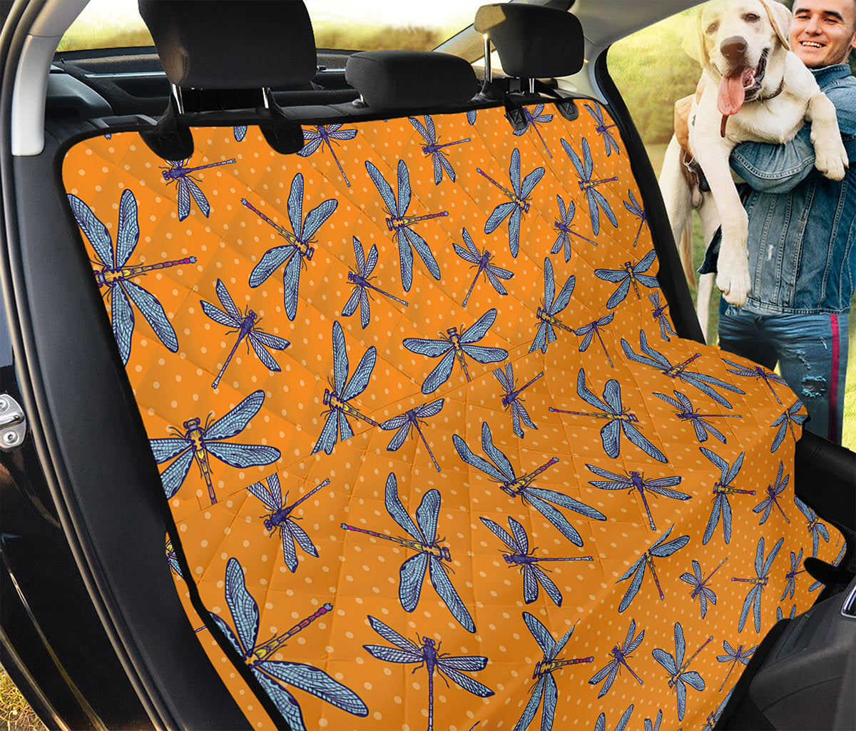 Polka Dot Dragonfly Pattern Print Pet Car Back Seat Cover