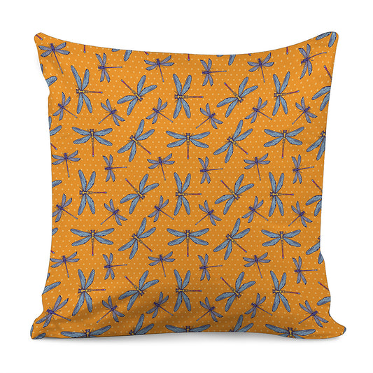 Polka Dot Dragonfly Pattern Print Pillow Cover