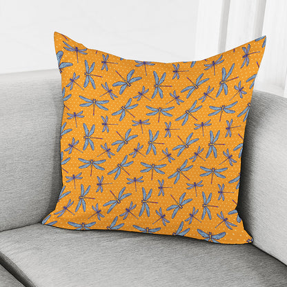 Polka Dot Dragonfly Pattern Print Pillow Cover