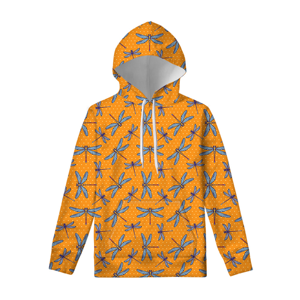Polka Dot Dragonfly Pattern Print Pullover Hoodie