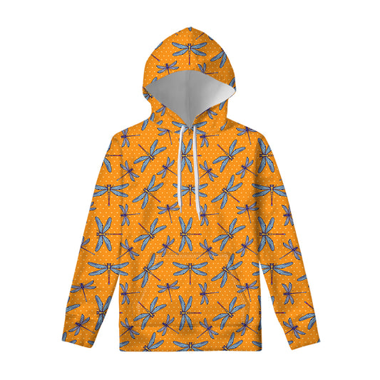 Polka Dot Dragonfly Pattern Print Pullover Hoodie