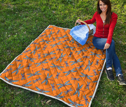 Polka Dot Dragonfly Pattern Print Quilt