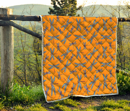 Polka Dot Dragonfly Pattern Print Quilt