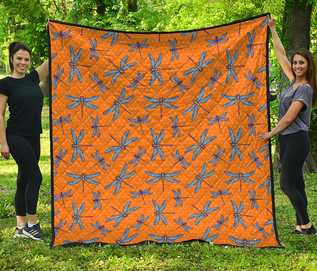 Polka Dot Dragonfly Pattern Print Quilt