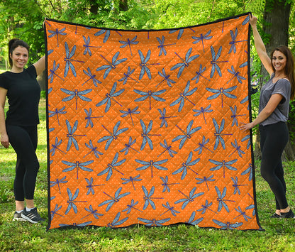 Polka Dot Dragonfly Pattern Print Quilt