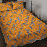 Polka Dot Dragonfly Pattern Print Quilt Bed Set
