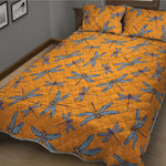Polka Dot Dragonfly Pattern Print Quilt Bed Set