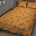 Polka Dot Dragonfly Pattern Print Quilt Bed Set