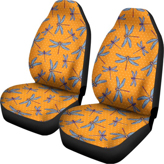 Polka Dot Dragonfly Pattern Print Universal Fit Car Seat Covers