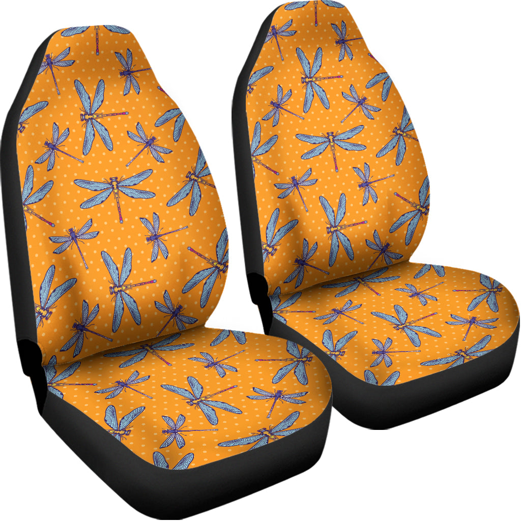 Polka Dot Dragonfly Pattern Print Universal Fit Car Seat Covers