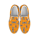 Polka Dot Dragonfly Pattern Print White Slip On Shoes