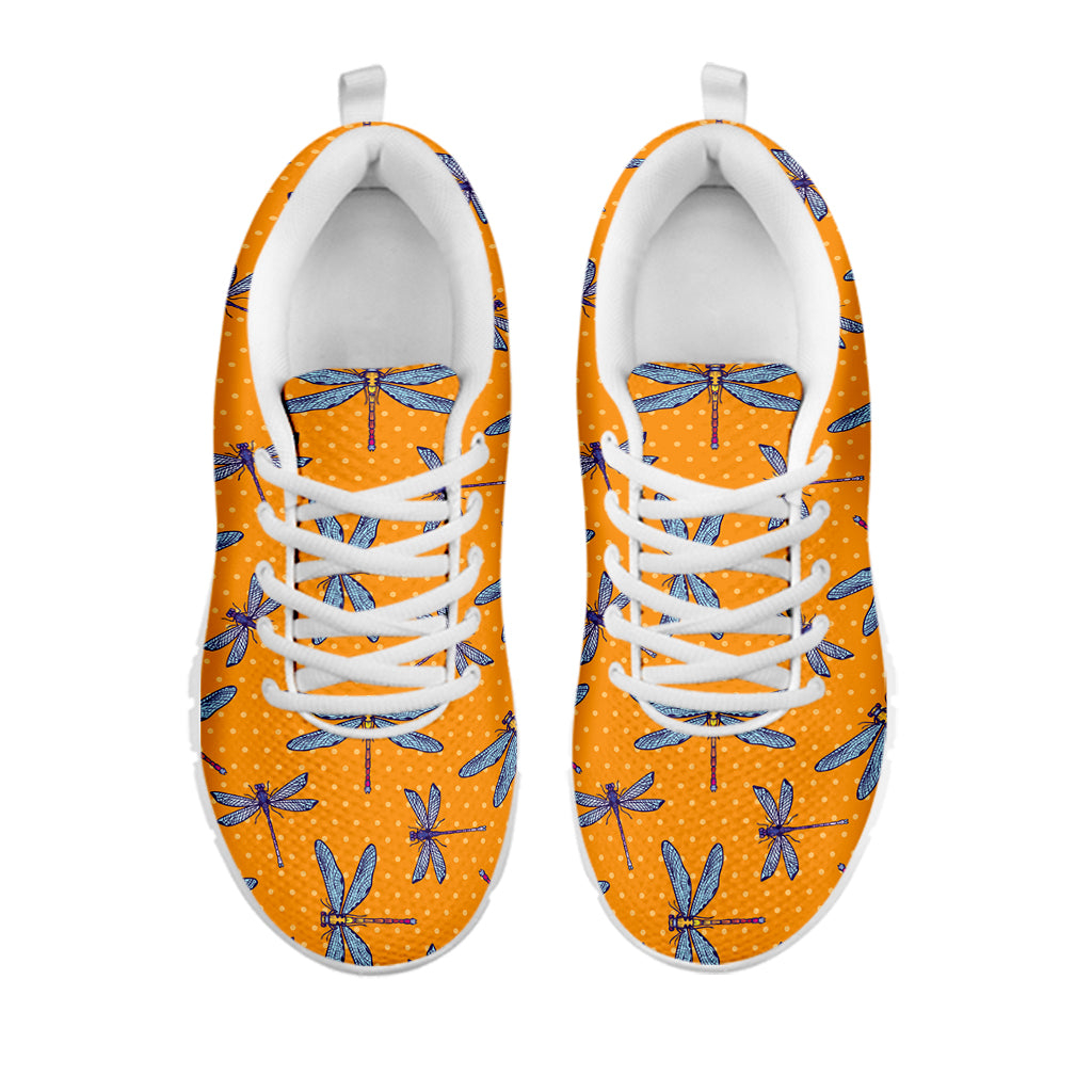 Polka Dot Dragonfly Pattern Print White Sneakers